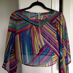 60s inspired Crop Flowy Blouse